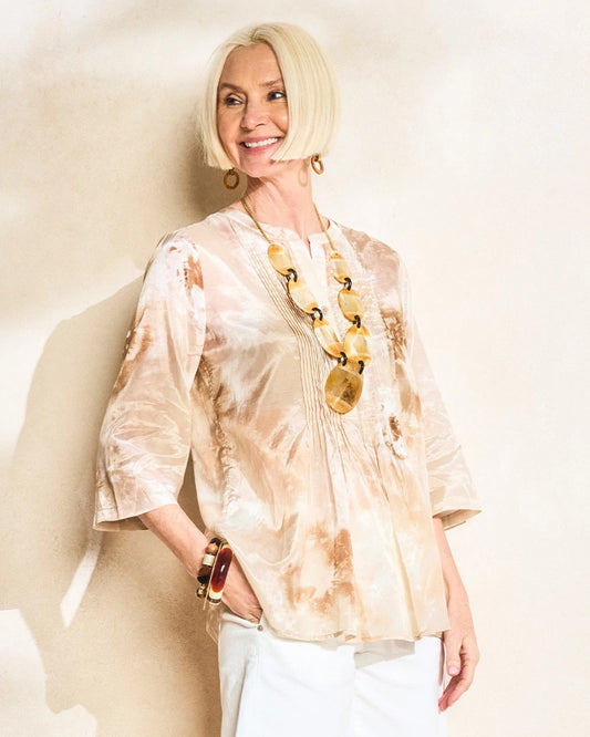 Chico's Cotton-Blend Pintuck Tunic