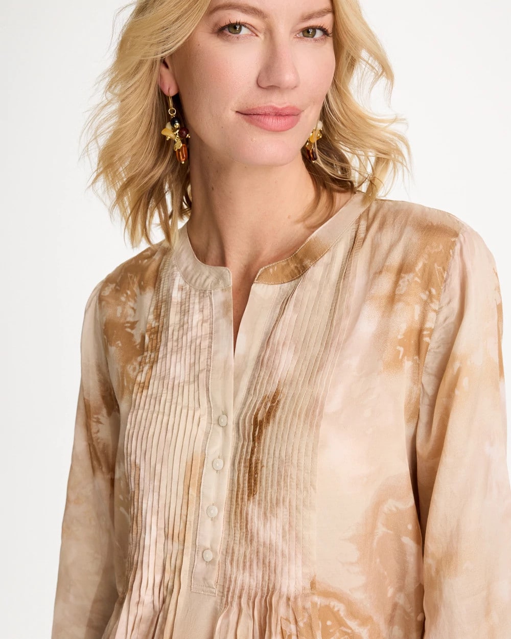 Chico's Cotton-Blend Pintuck Tunic