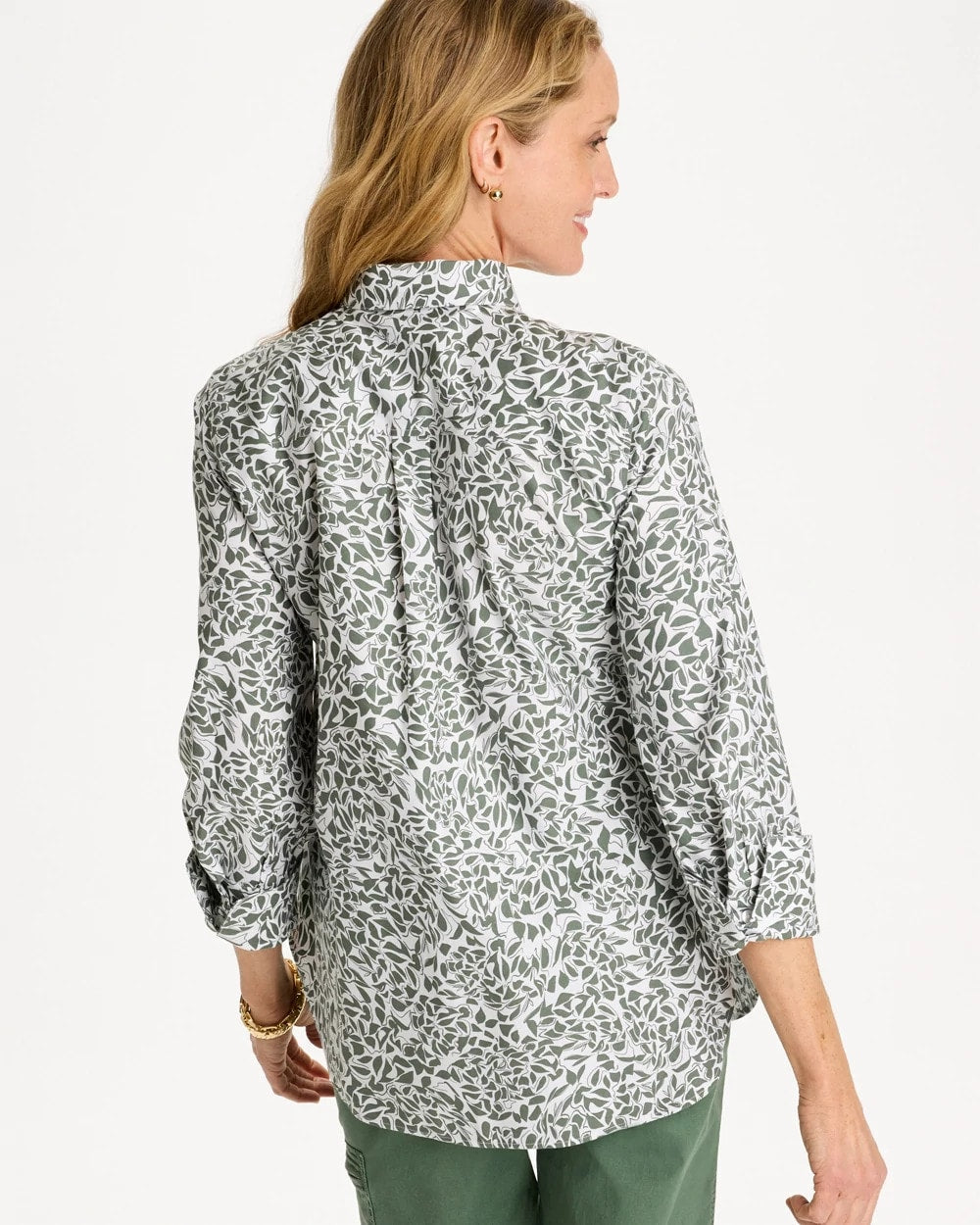 Chico's Printed No Iron Stretch Shirt