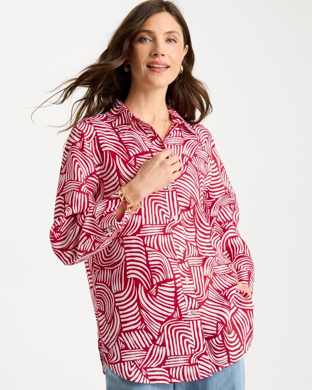 Chico's No Iron™ Linen Geo Print Shirt