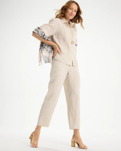 Chico's Linen Straight Tapered Ankle Pants