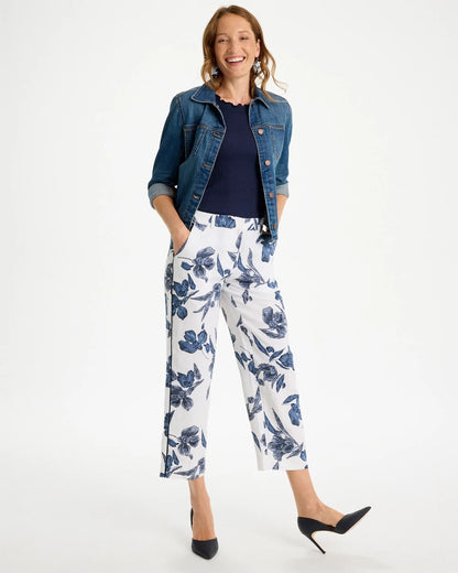 Chico's Piped Linen Fly Front Pants