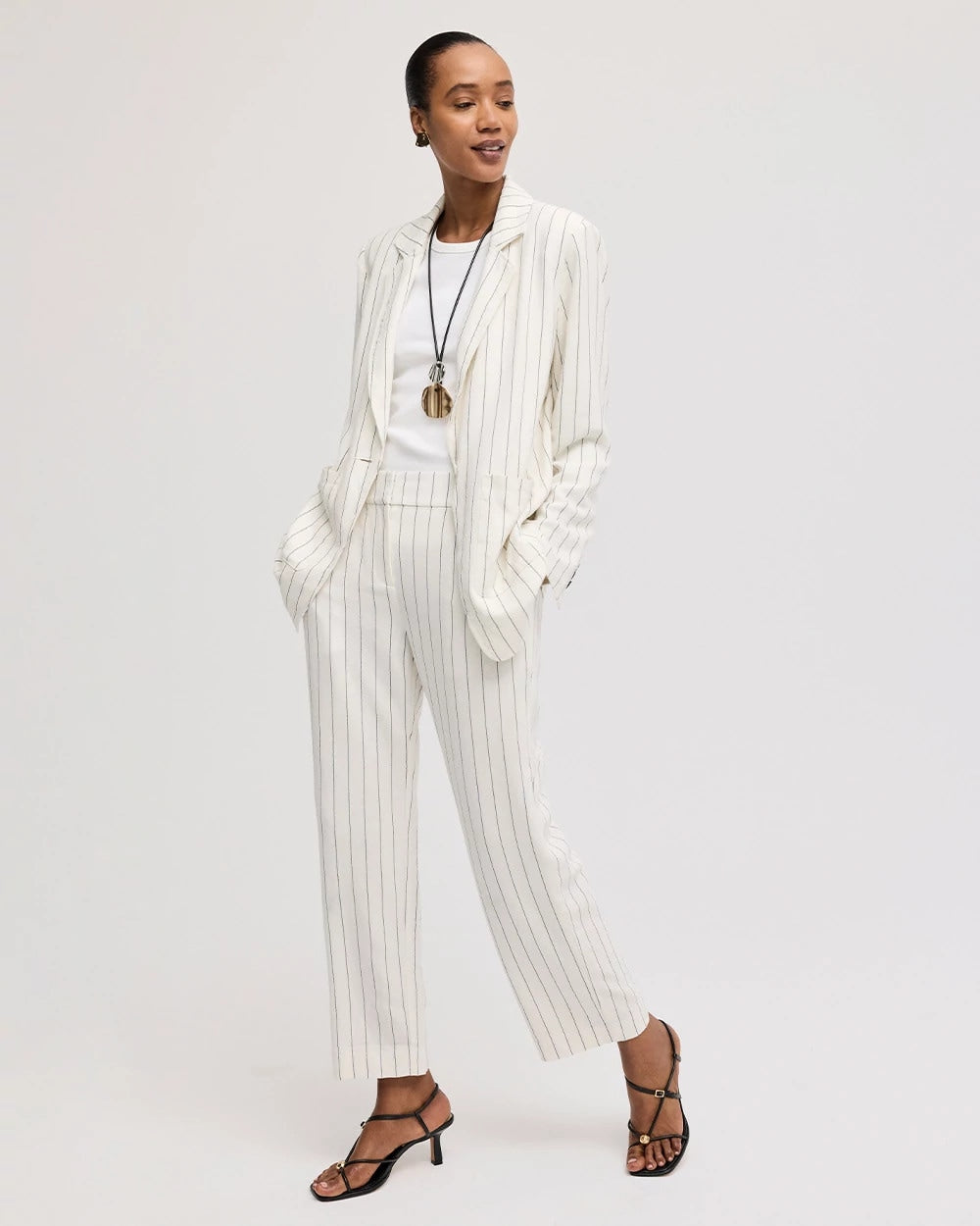 Chico's Striped Linen Wide-Leg Ankle Pants
