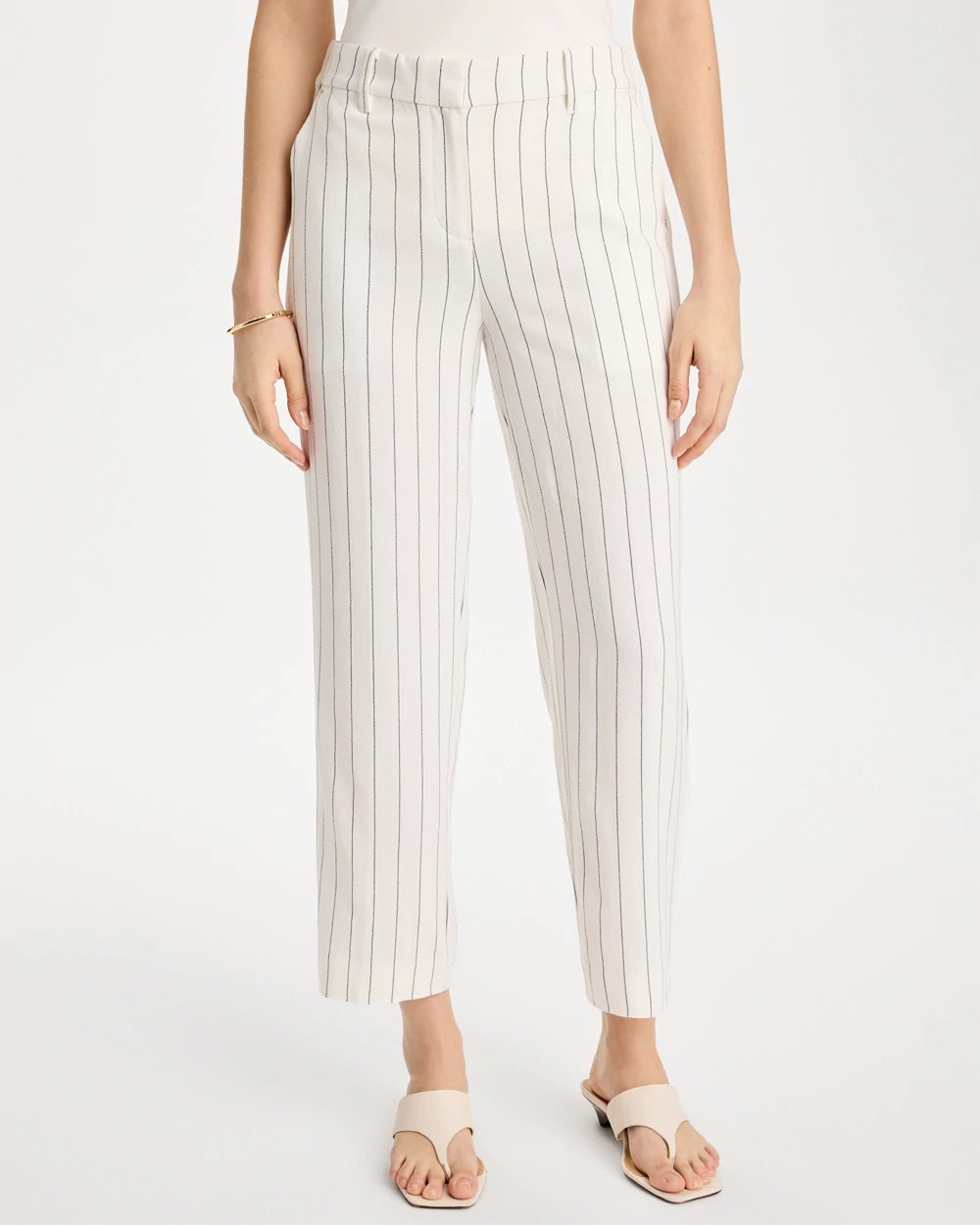 Chico's Striped Linen Wide-Leg Ankle Pants