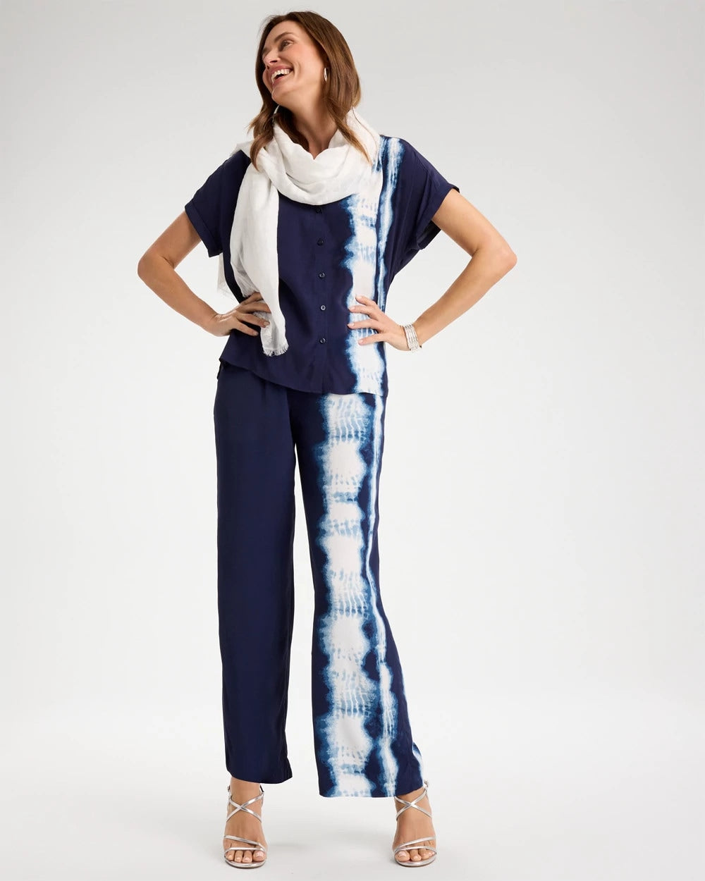 Chico's Faux Silk Tie-Dye Palazzo Pants