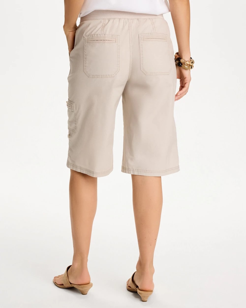 Chico's Poplin Cotton Roll-Tab Shorts