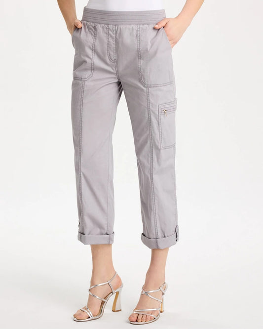 Chico's Poplin Cropped Roll Tab Pants