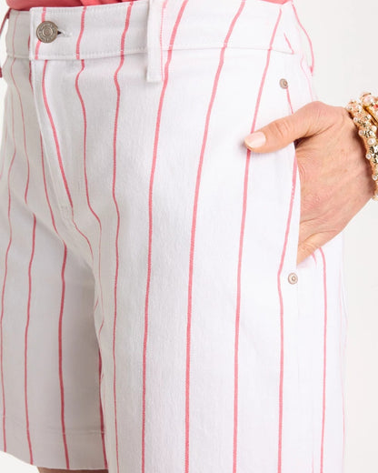 Chico's Striped Rivet Denim Trouser Shorts