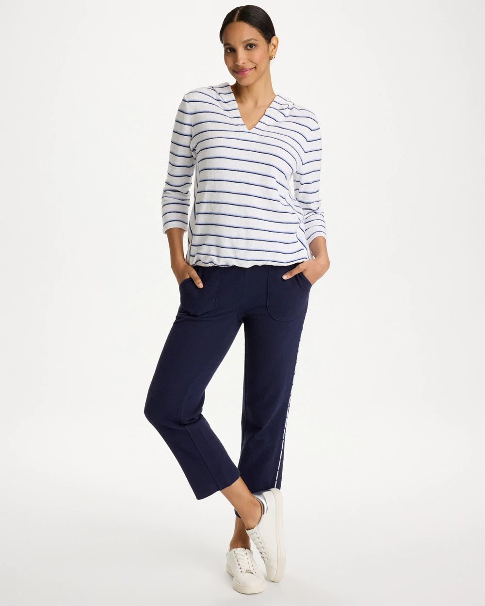Chico's Zenergy® Jersey Striped Crop Pants