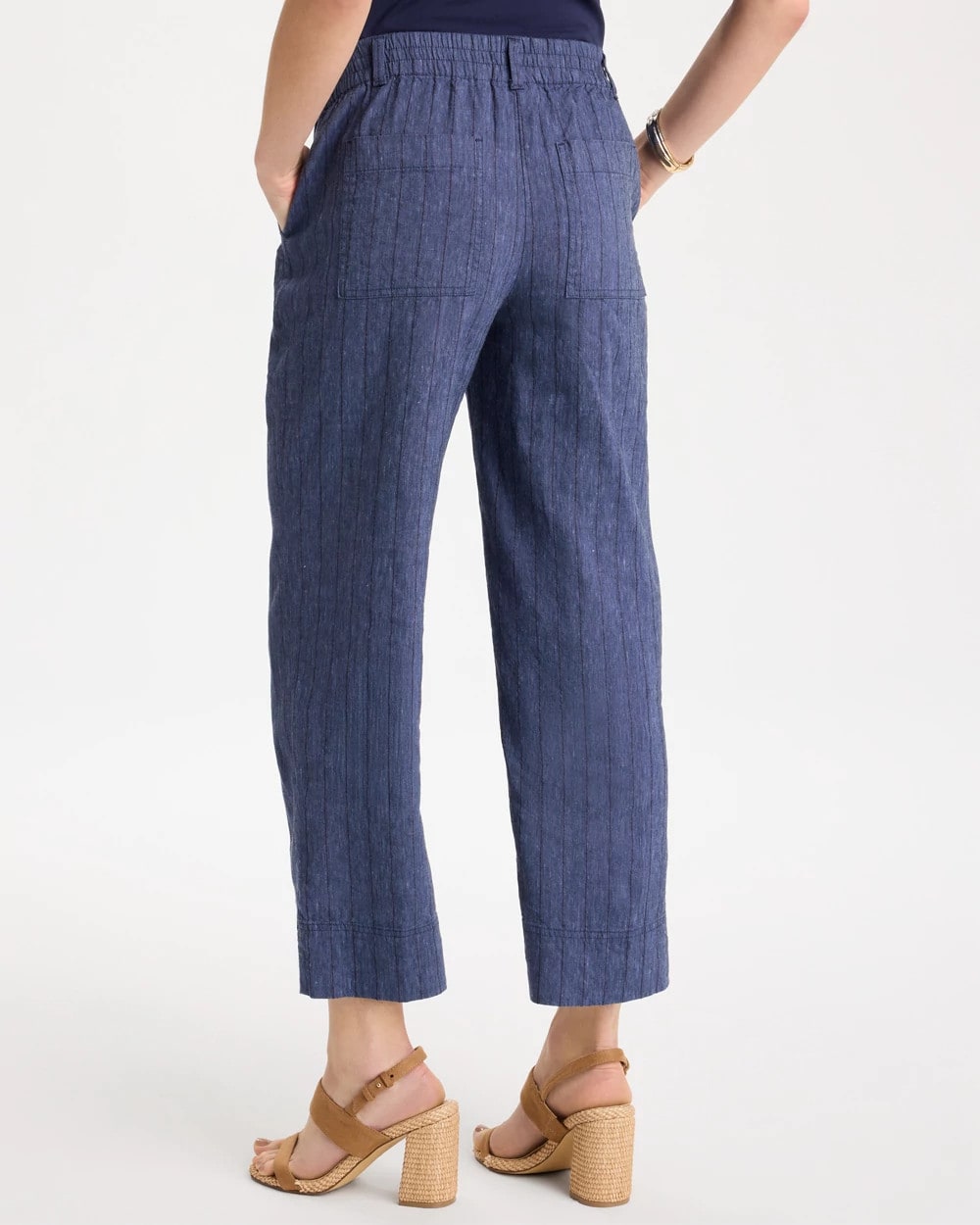 Chico's Pinstripe Soft-Stretch Linen Crop Pant