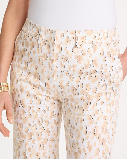 Chico's Animal Print Emme Sateen Straight Capri Pants