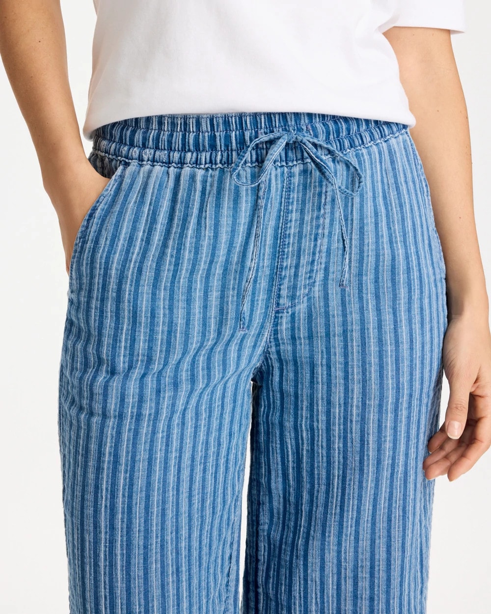 Chico's Gauze Striped Wide Crop Jean