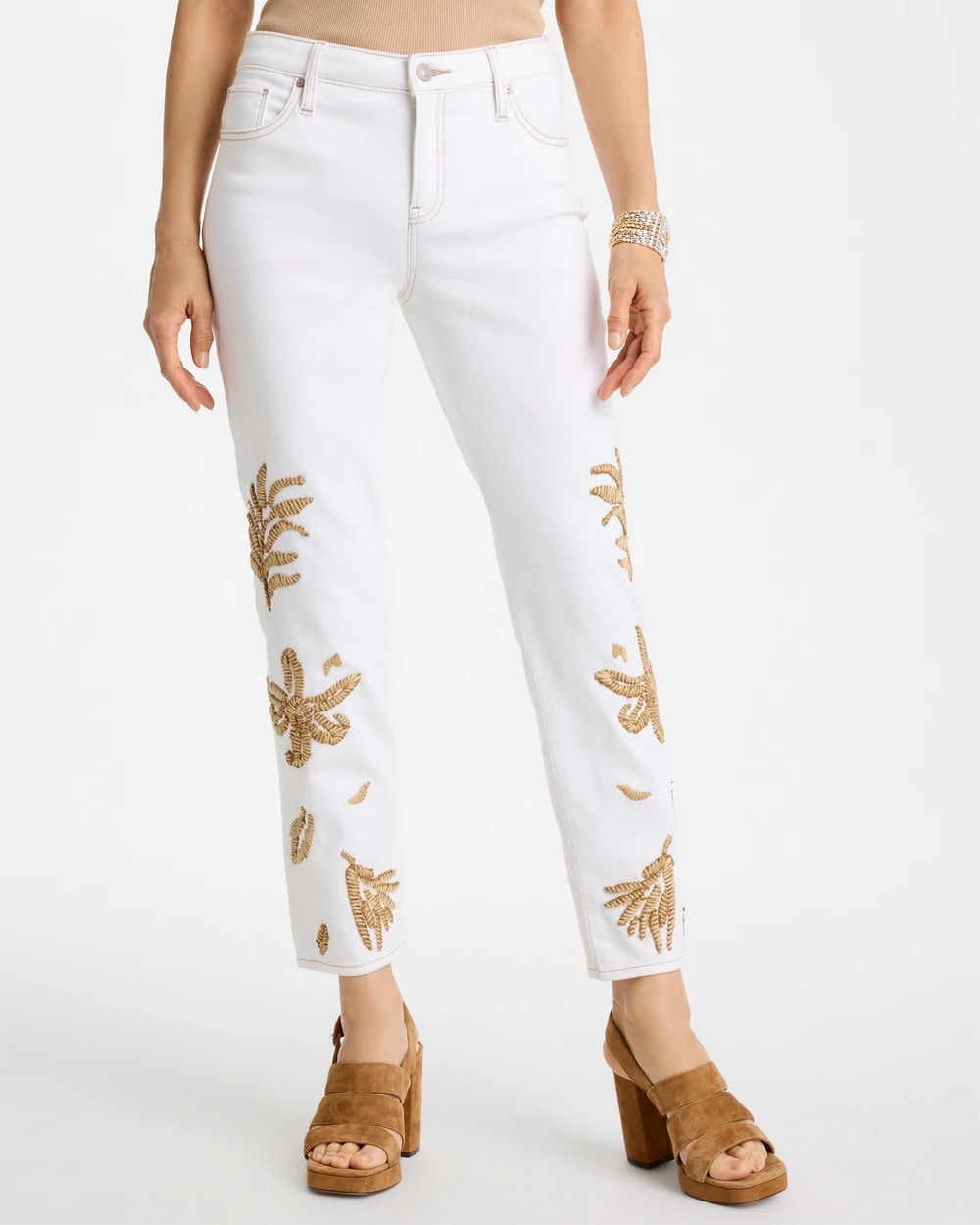 Chico's Girlfriend Slim Raffia Palm Crop Jeans