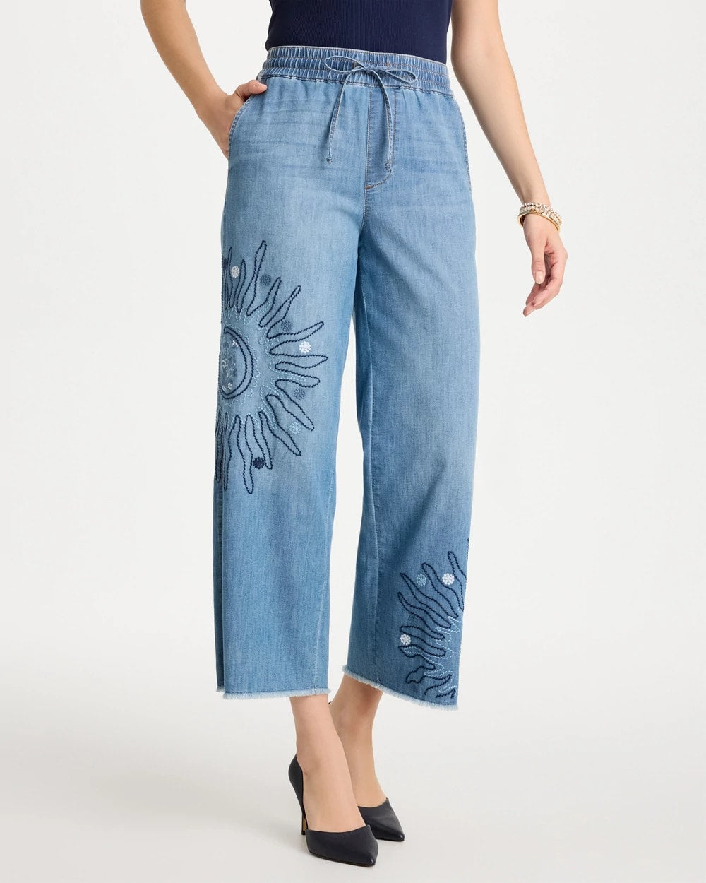 Chico's Embellished Ultra Lightweight Crop Jeans