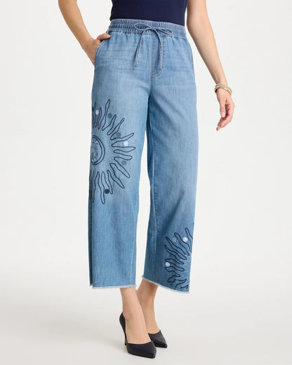Chico's Embellished Ultra Lightweight Crop Jeans