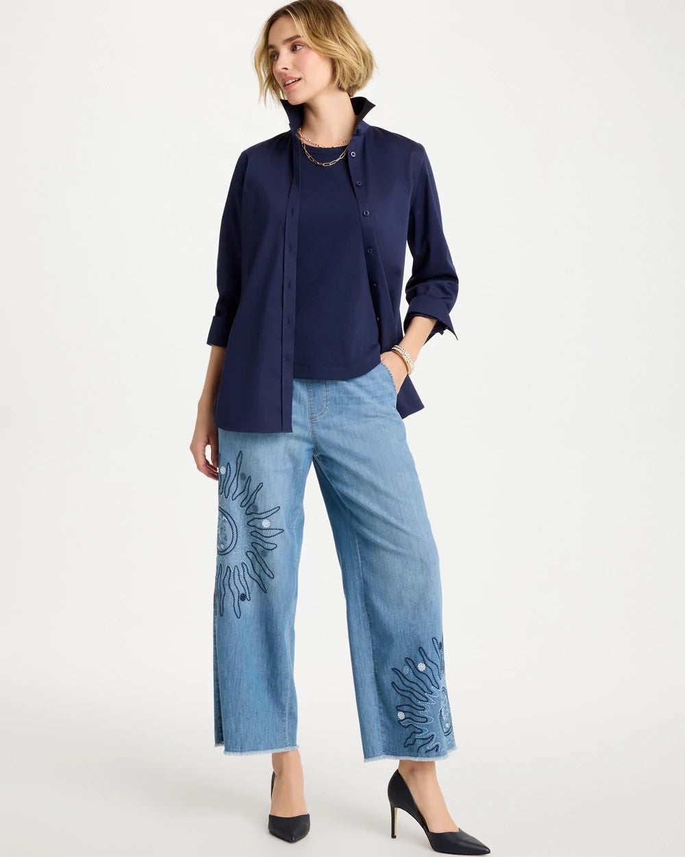 Chico's Embellished Ultra Lightweight Crop Jeans