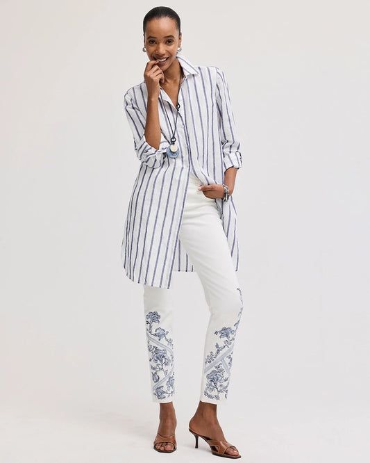 Chico's Embroidered Girlfriend Slim Ankle Jeans