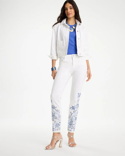 Chico's Embroidered Girlfriend Slim Ankle Jeans