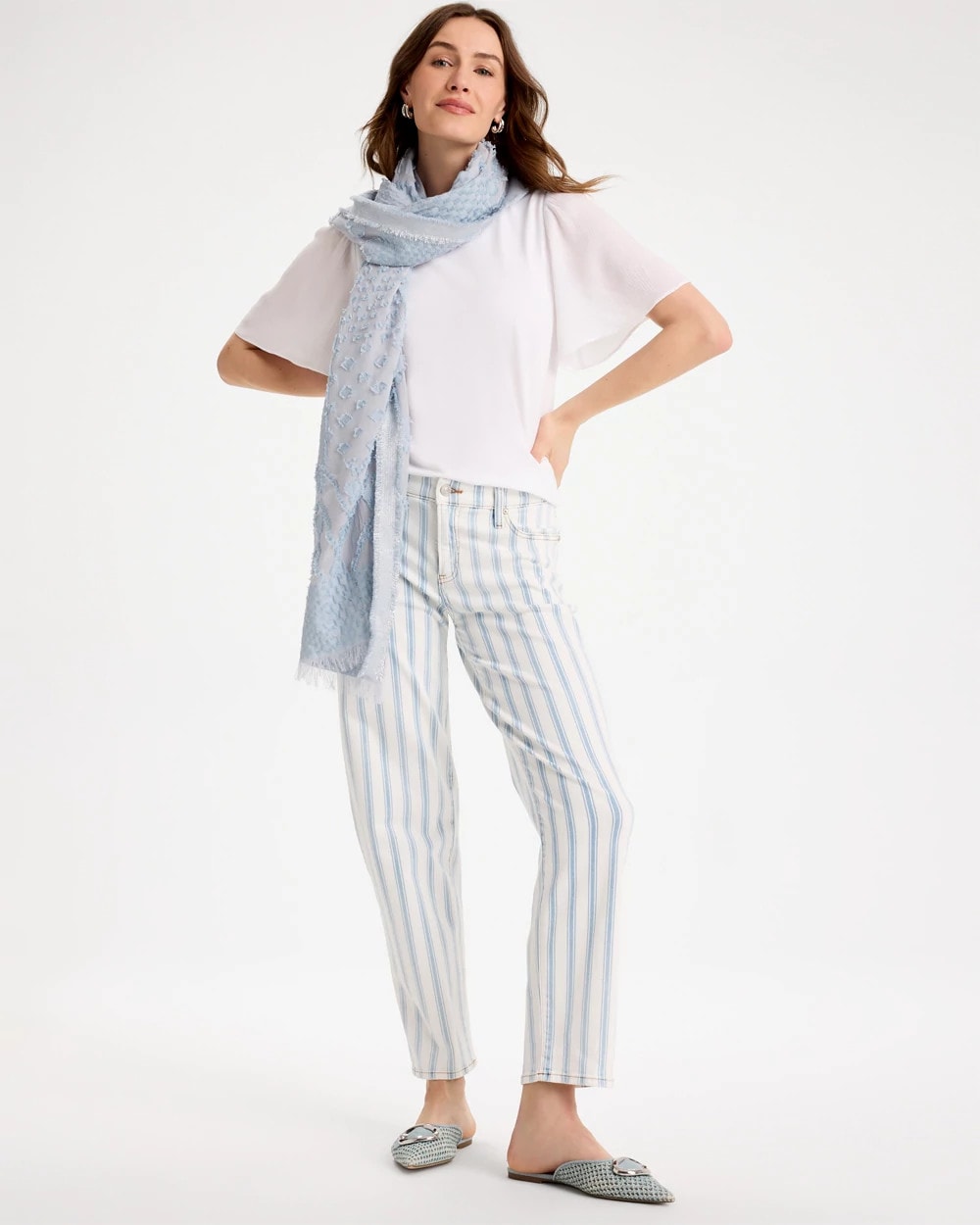 Chico's Striped Relaxed Boyfriend Jean