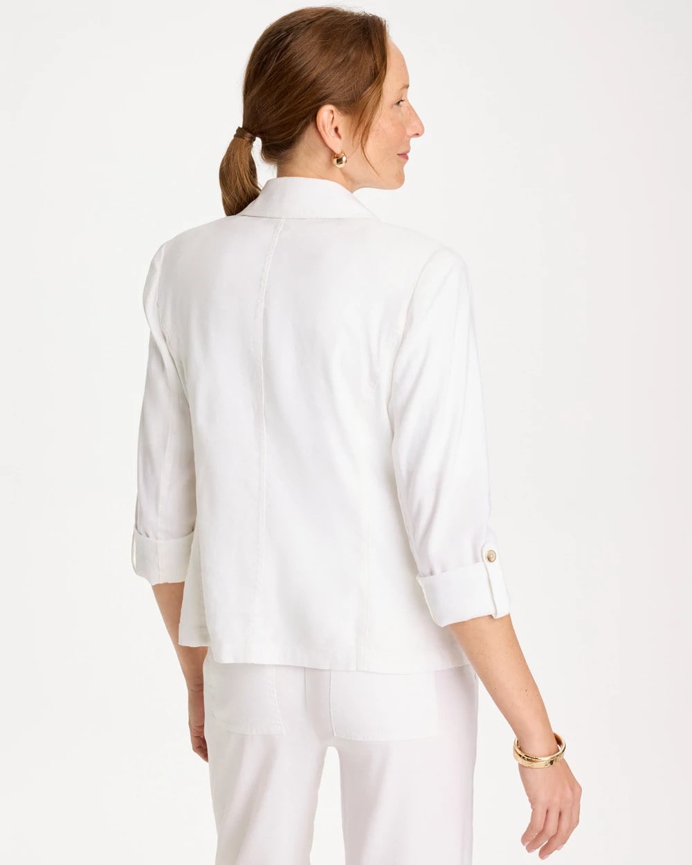 Chico's Linen Roll Sleeve Blazer