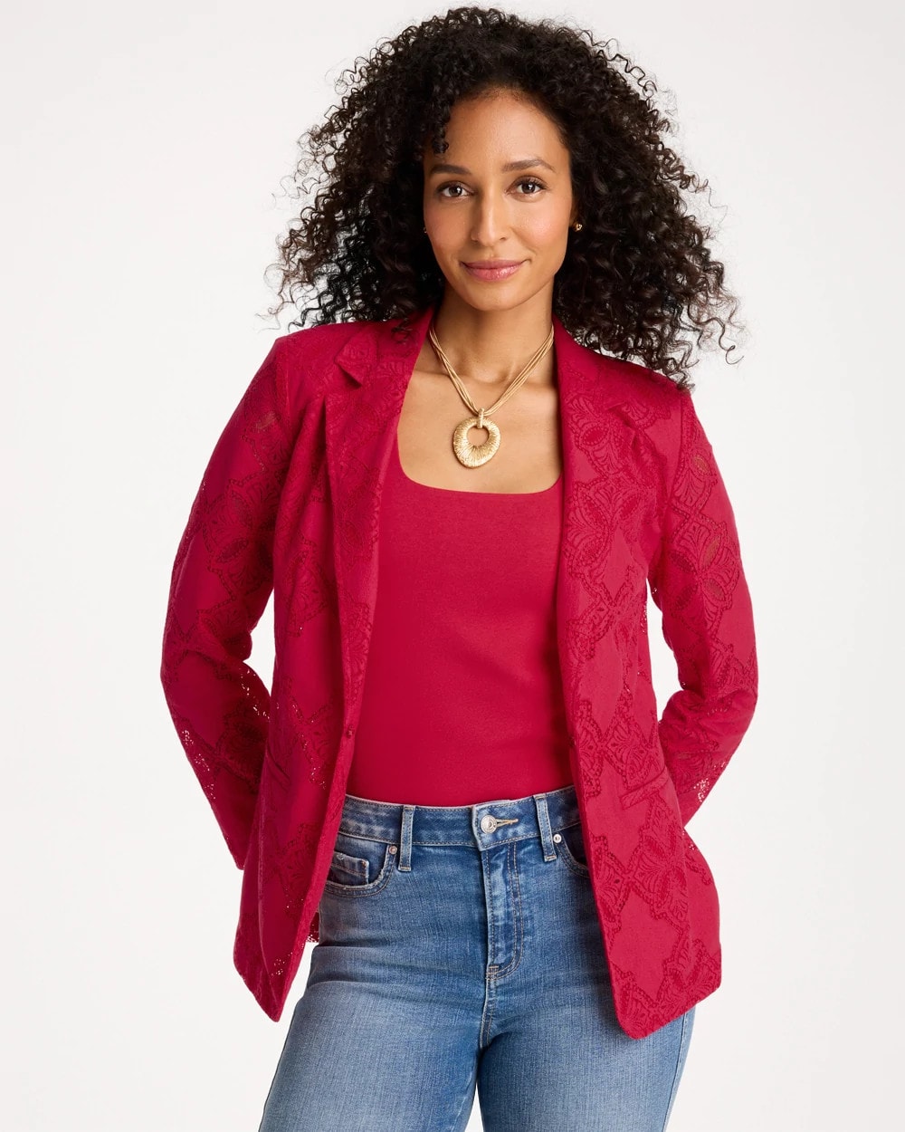 Chico's Lace Cutwork Blazer