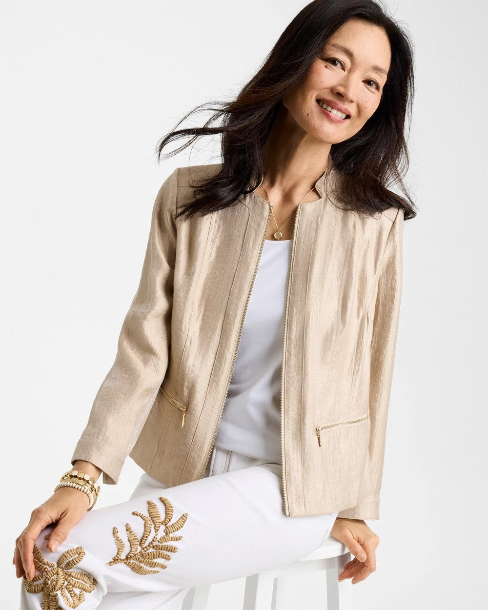 Chico's Sheen Stand Collar Jacket