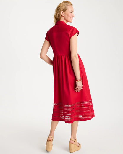 Chico's Lace Trim Midi Shirtdress