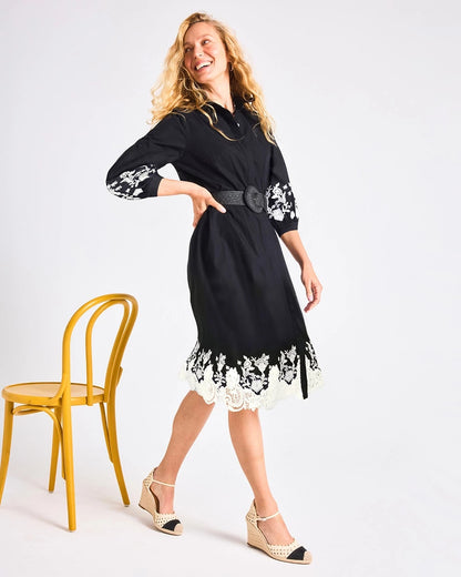 Chico's Cotton Lace Trim Shirtdress
