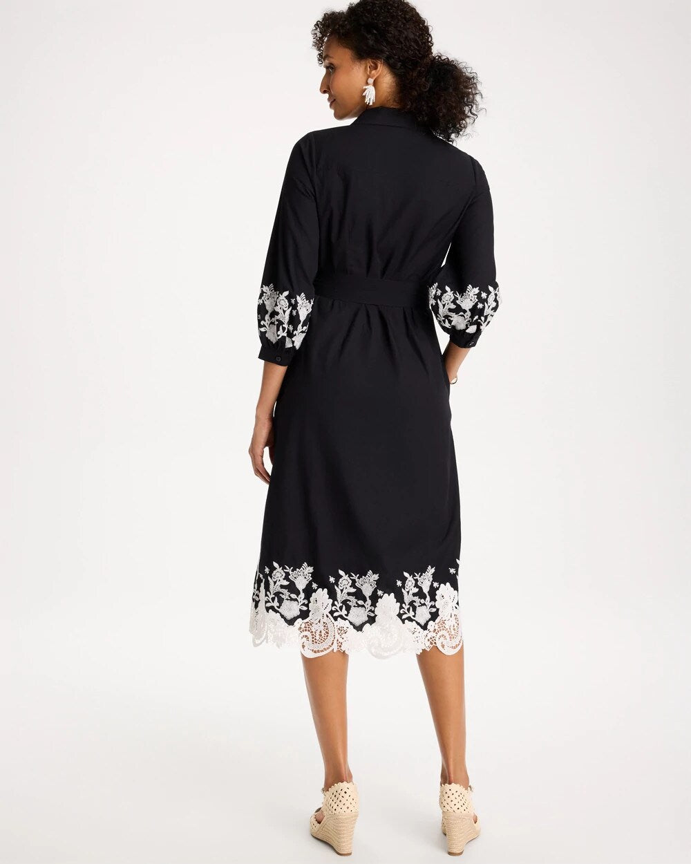 Chico's Cotton Lace Trim Shirtdress