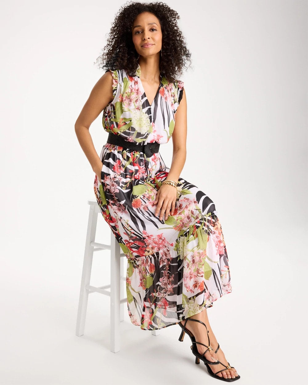 Chico's Crinkle Chiffon Animal Print Dress