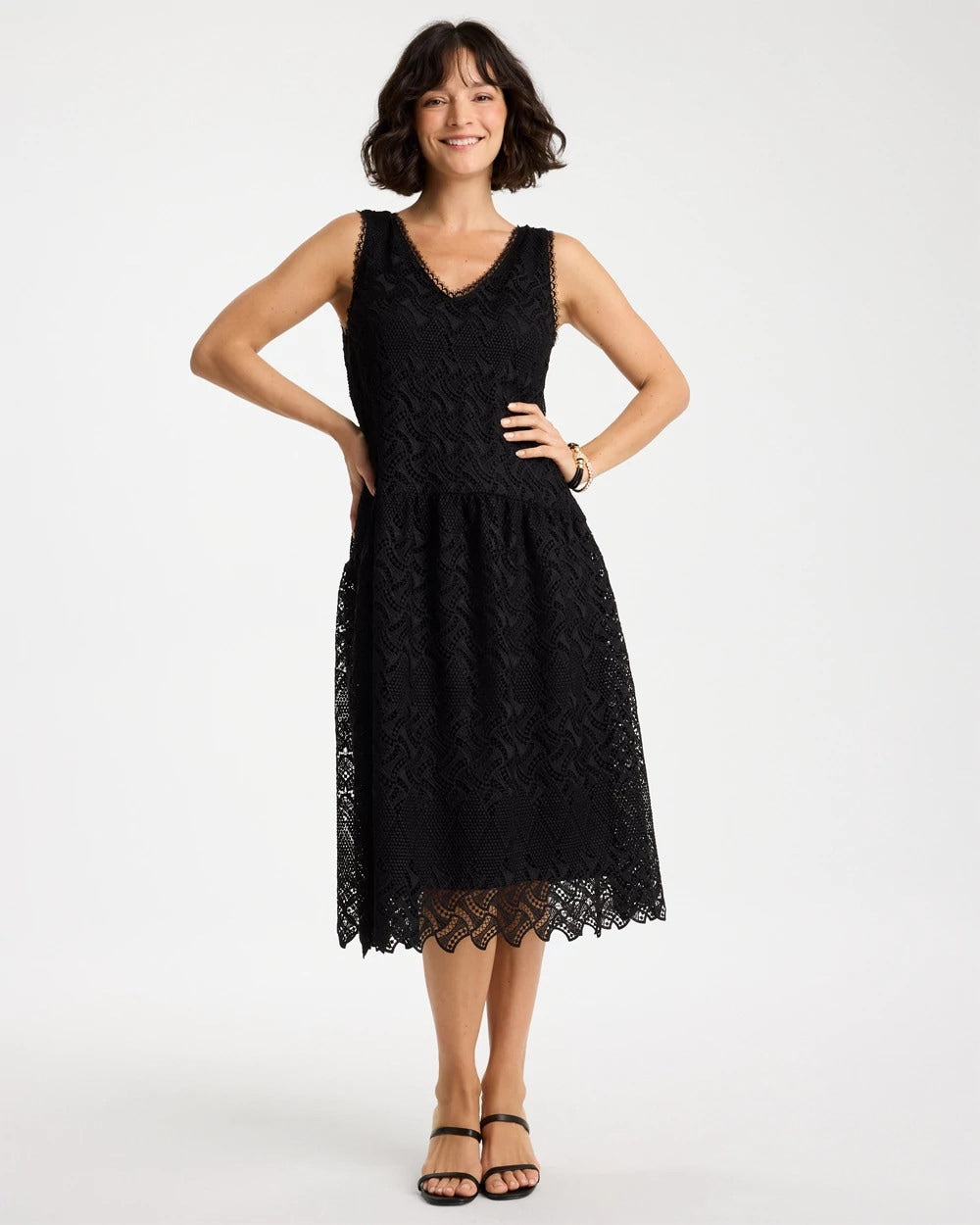 Chico's Embroidered Lace Sleeveless Dress