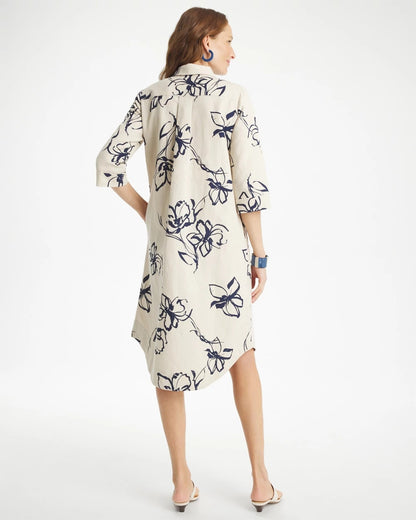 Chico's Printed Linen-Cotton Shirtdress