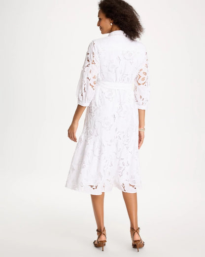 Chico's Lace Cutout Belted Shirtdress
