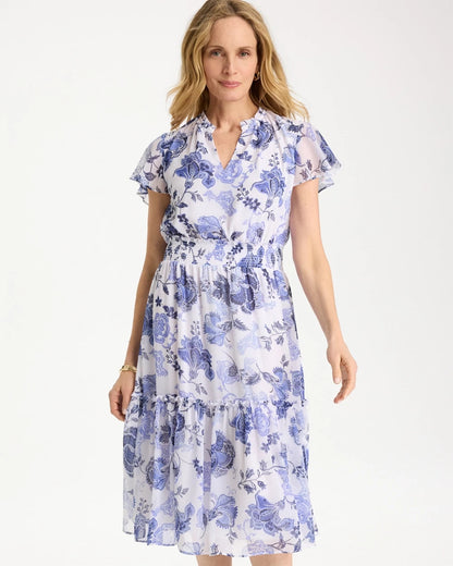 Chico's Floral Smocked Waist Dress