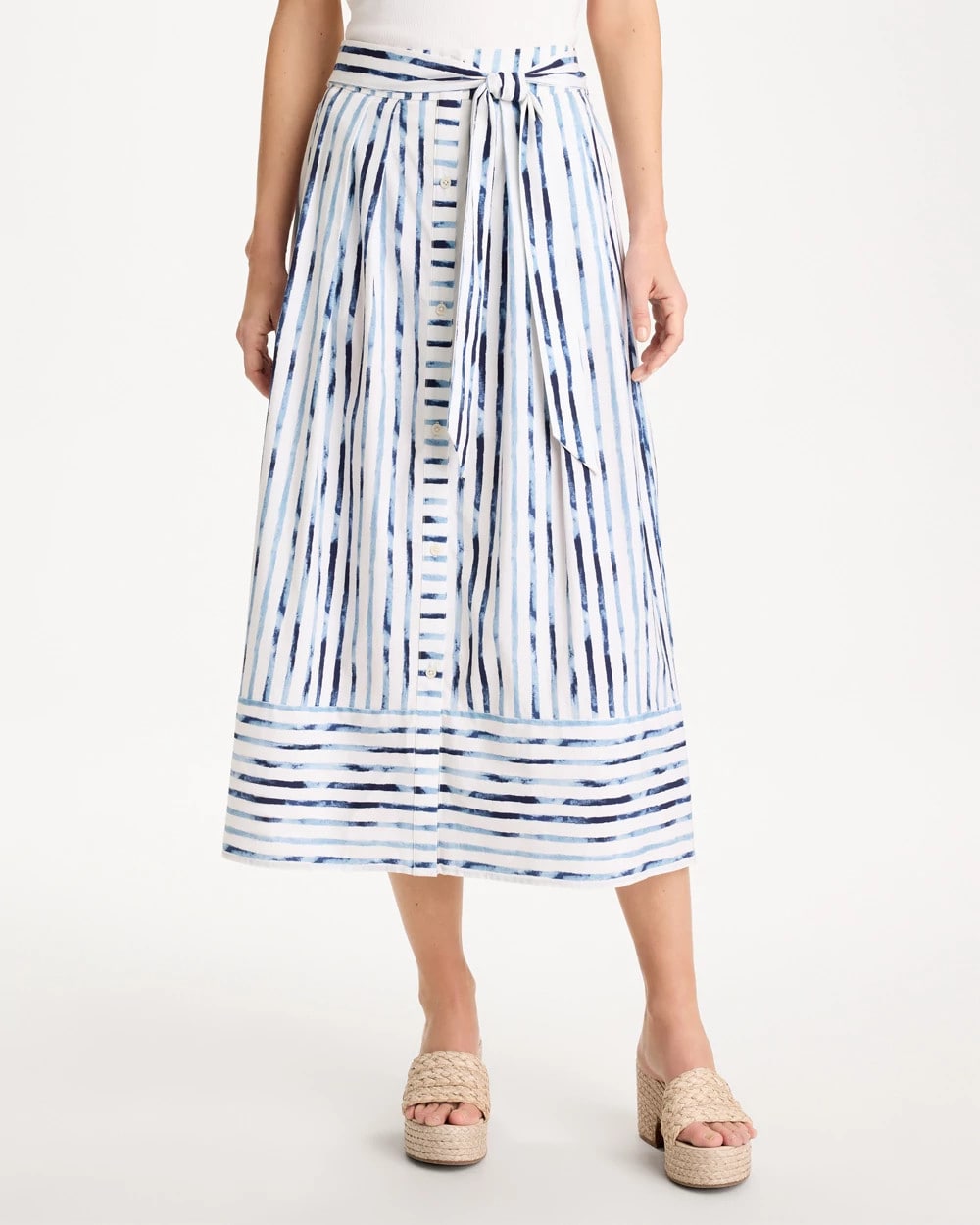 Chico's Palermo Striped Tie-Front Skirt