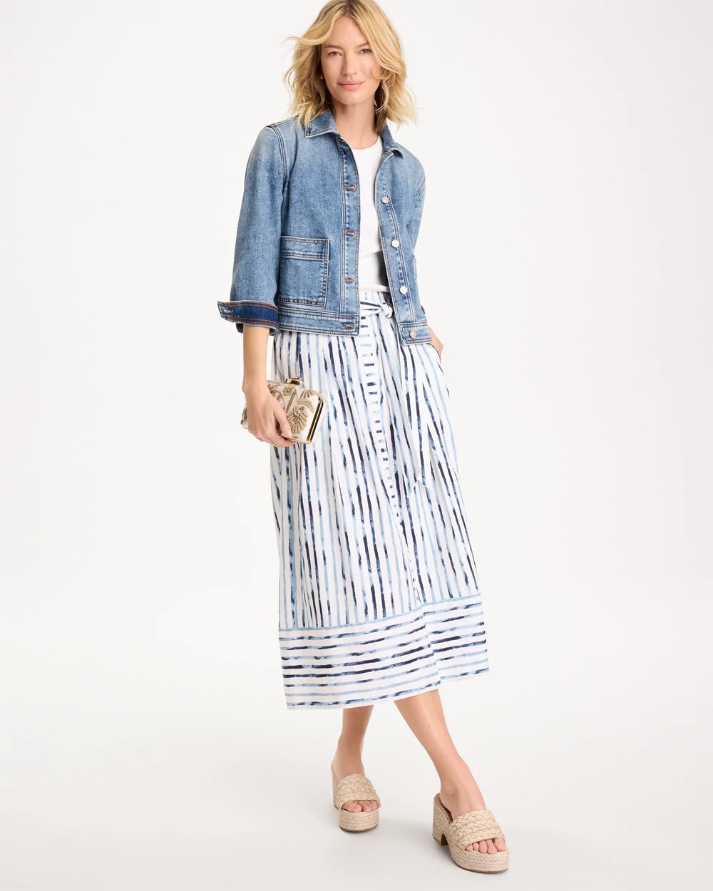 Chico's Palermo Striped Tie-Front Skirt