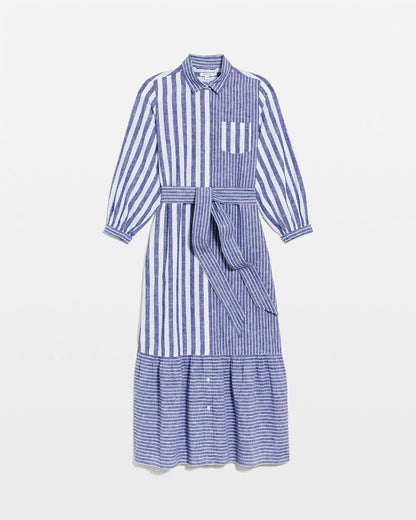 Chico's Linen-Cotton Striped Shirtdress