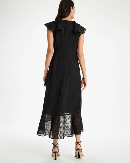 Chico's Floral Surplice Ruffled Dress