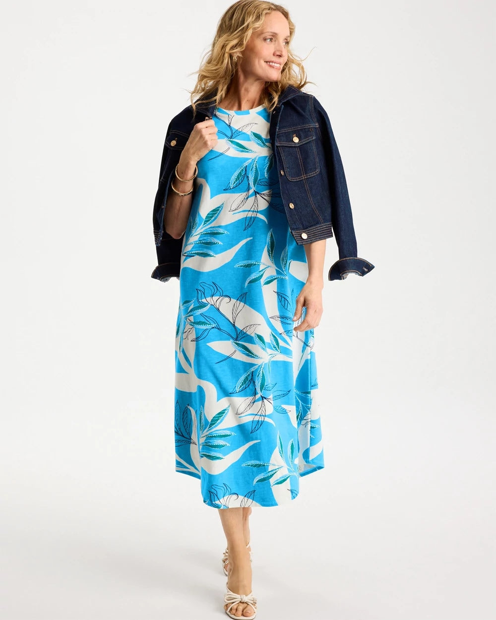 Chico's Printed Soft-Stretch Cotton Slub Dress