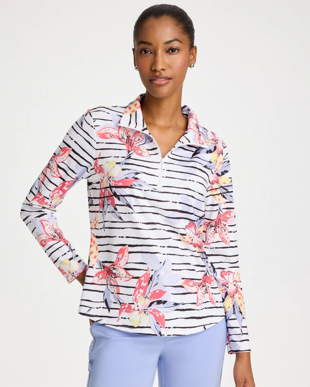 Chico's Zenergy® UPF Lily Print Half Zip