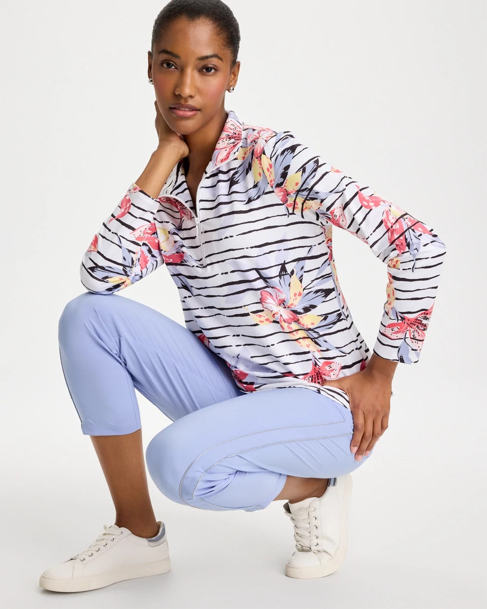 Chico's Zenergy® UPF Lily Print Half Zip
