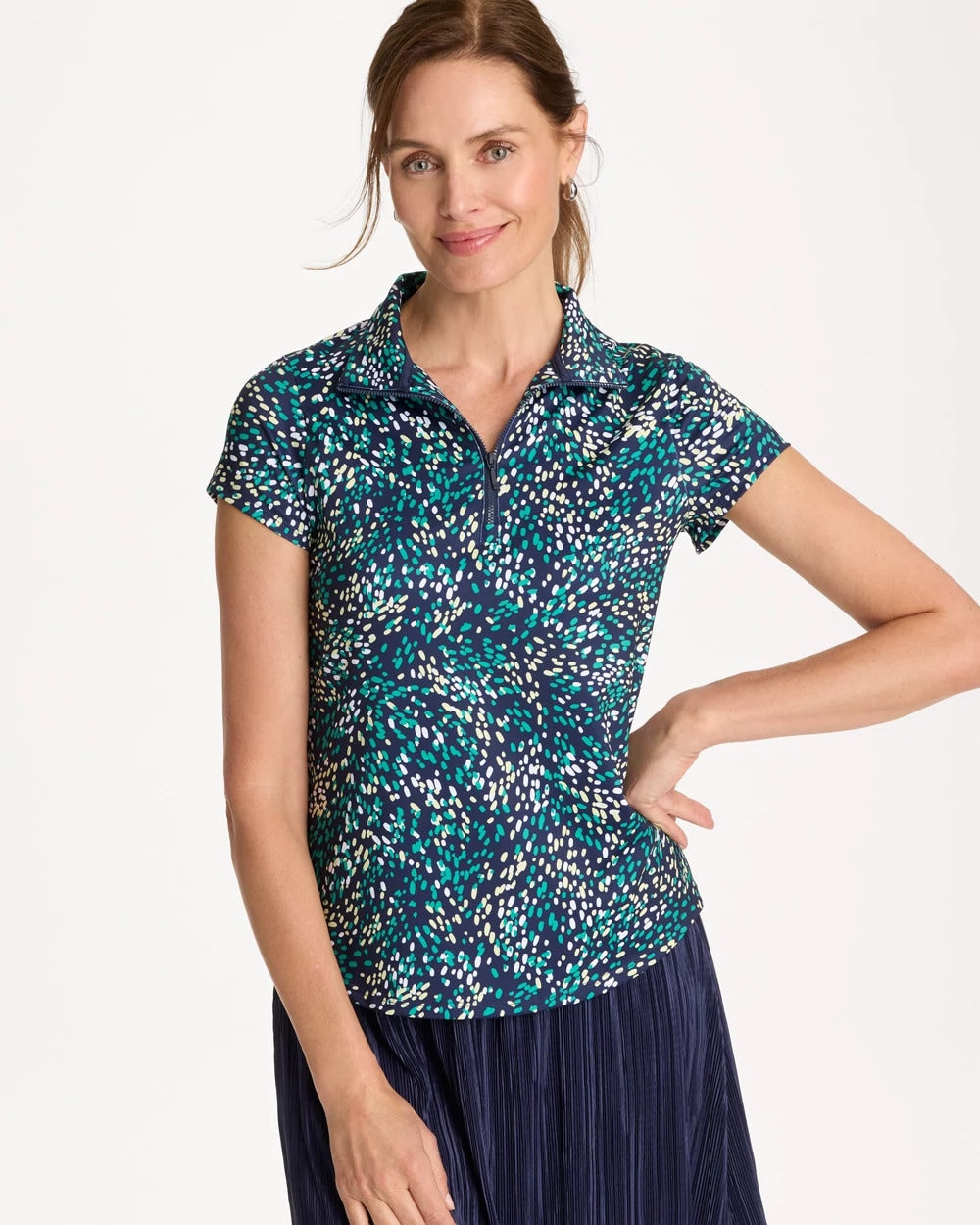 Chico's Zenergy® UPF Dots Half Zip Polo