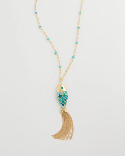 Chico's Tassel Fish Pendant Necklace