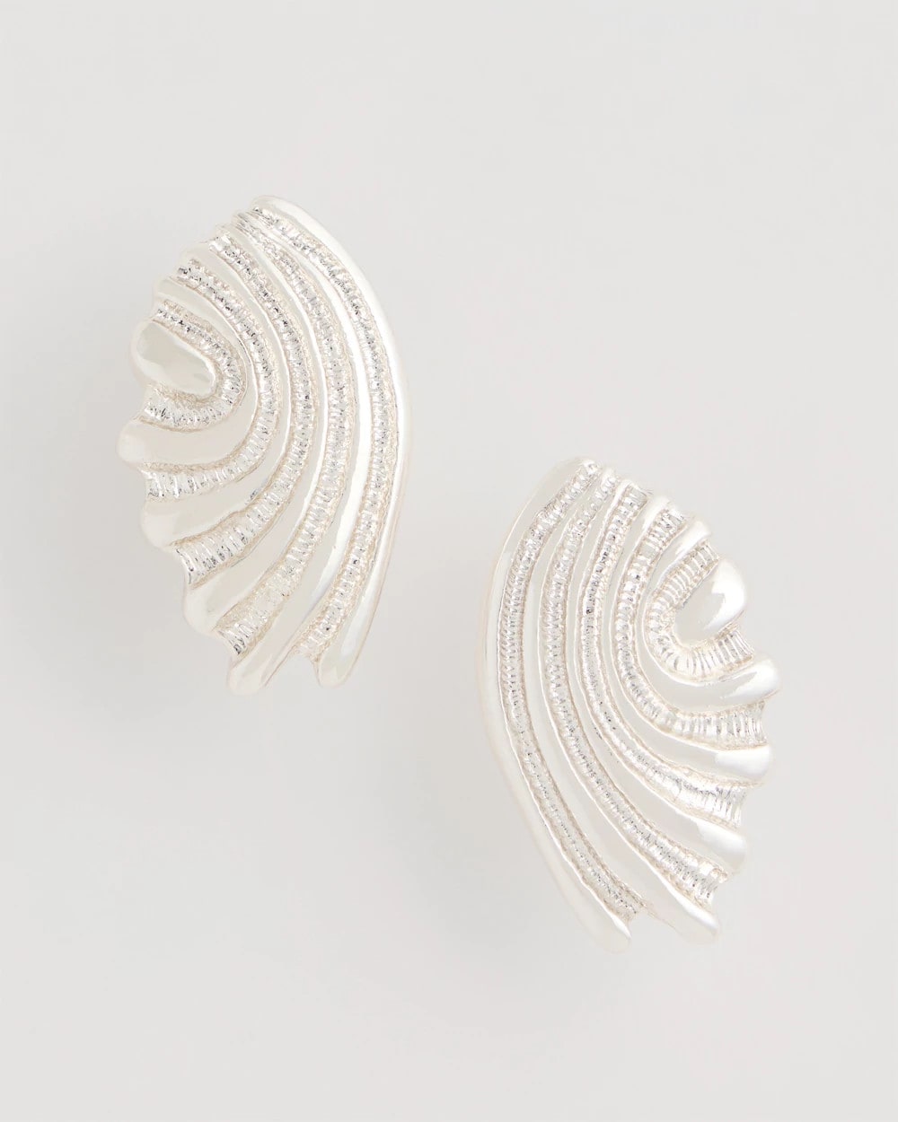 Chico's Silvertone Shell Clip-On Earrings