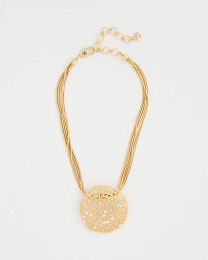 Chico's Sea Foam Medallion Pendant Necklace