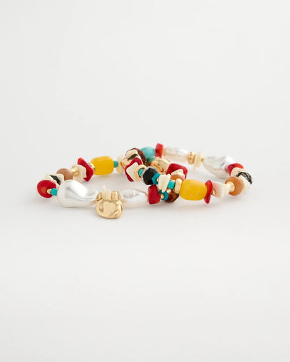 Chico's Set of Two Pearl Beaded Stretch Bracelets