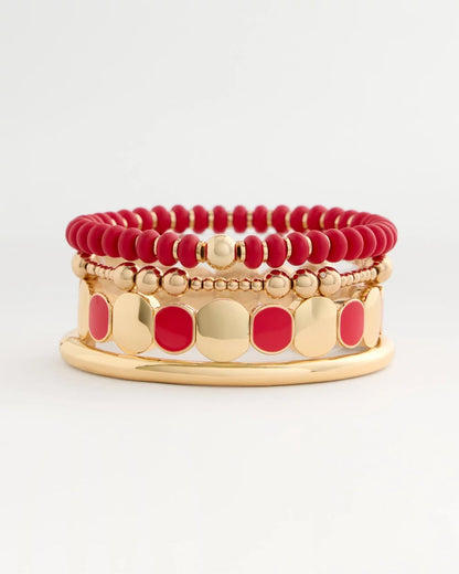 Chico's Red Beaded Stretch Bracelet