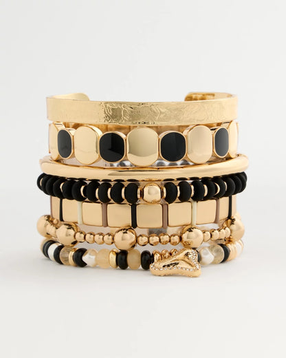Chico's Black Goldtone Glam Stretch Bracelet