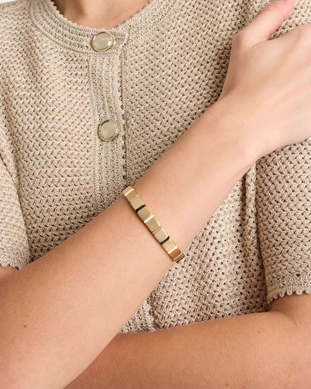 Chico's Glam Neutral Slice Stretch Bracelet