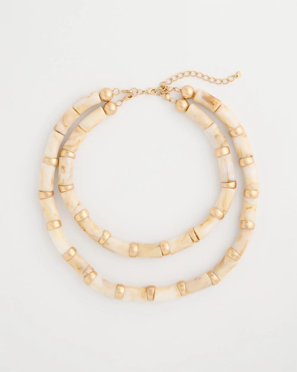 Chico's White Beaded Double-Strand Necklace